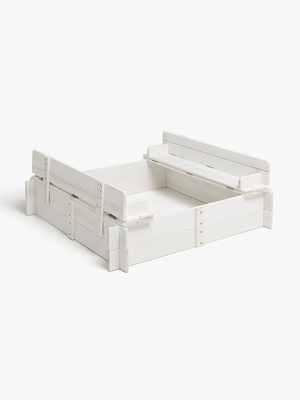 Woodlii Sandkasse med Låg & Bænk, Hvid