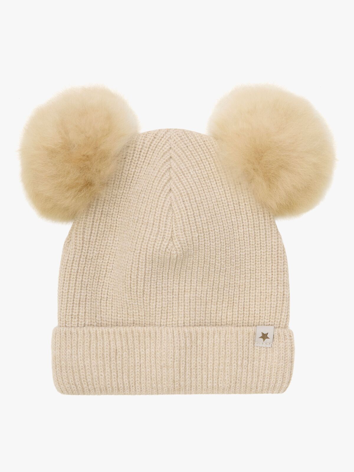 Huttelihut Hue Merinould med Pomponer Alpaka, Sand Melange