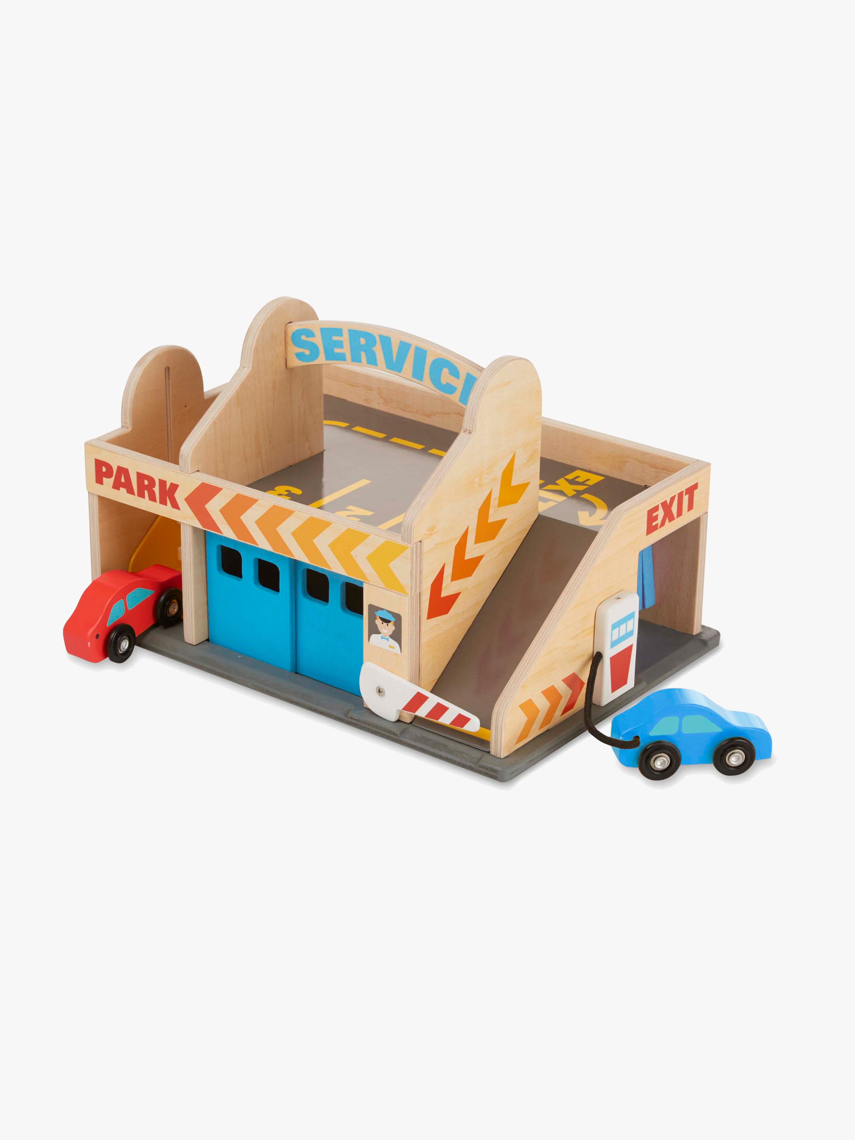 Melissa &  Doug Parkeringshus Service med 2 Biler
