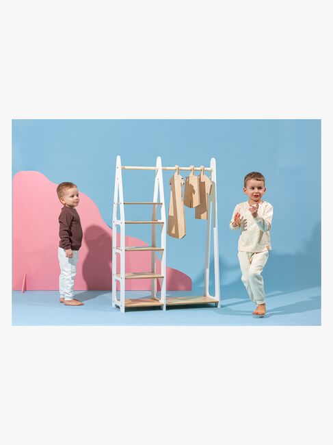 Duck Woodworks Knagerække med Hylder, Hvid