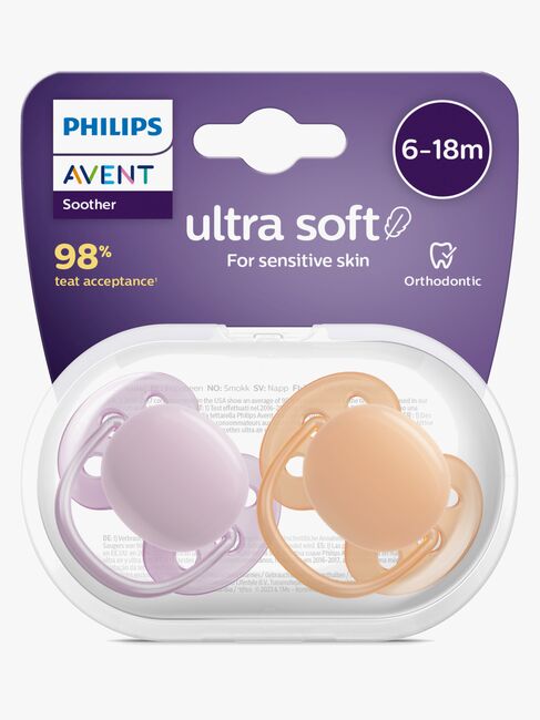 Philips Avent Ultra Soft Sut 6-18m 2-Pak, Lilla/Orange