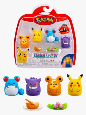 Squishmallows Squishalongs Pokémon Figursæt Pikachu, Gengar, Teddiursa & Marill 4-pak