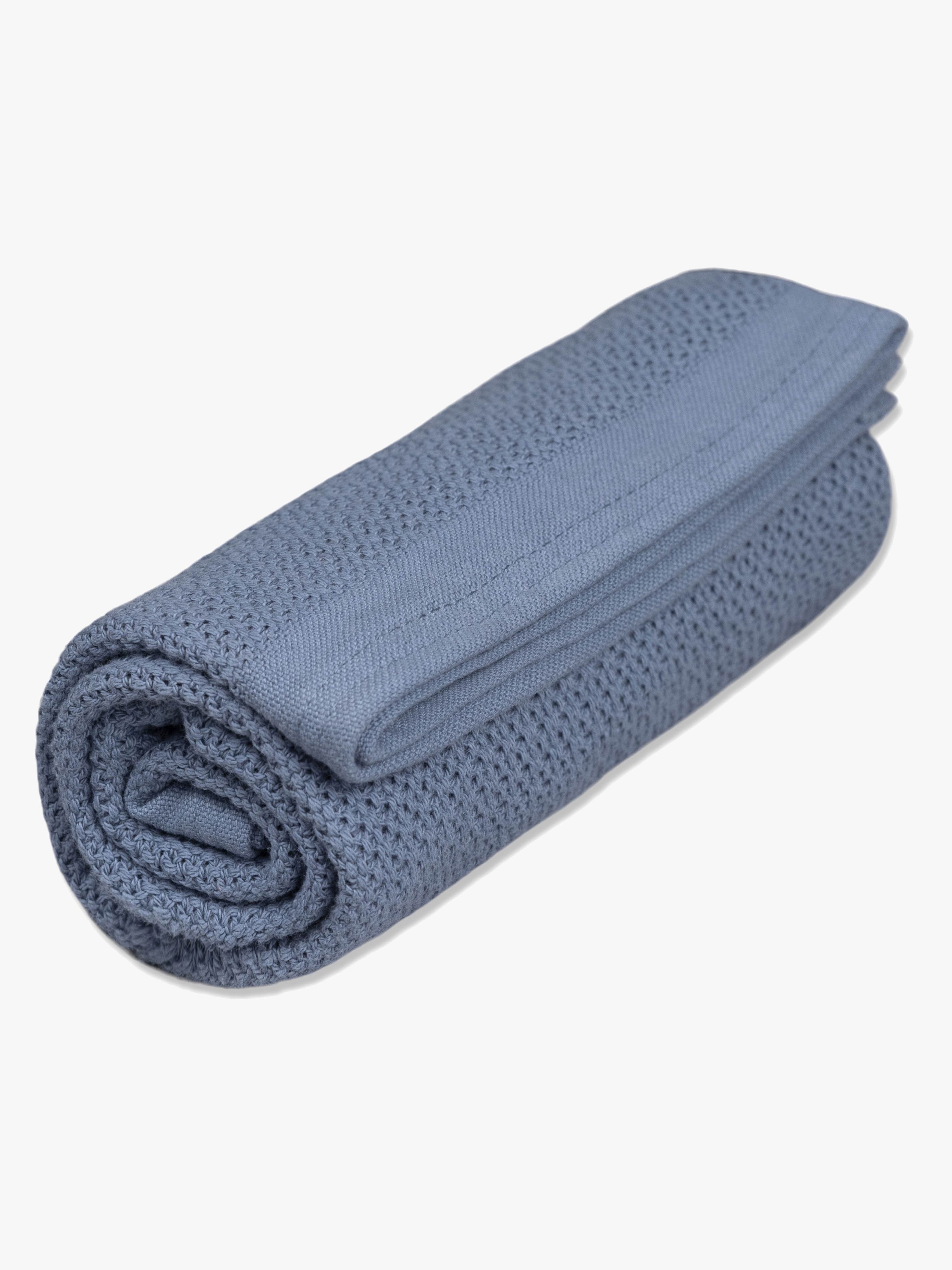 Vinter &  Bloom Soft Grid Hæklet Babytæppe, Denim Blue