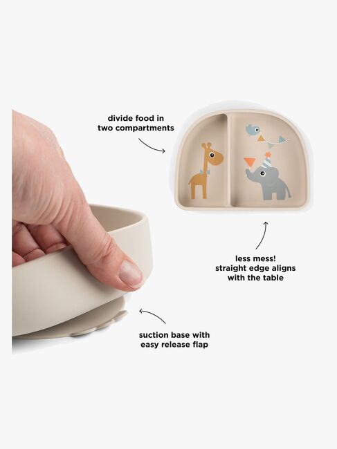 Done By Deer Celebration Opdelt Tallerken Stick & Stay, Sand