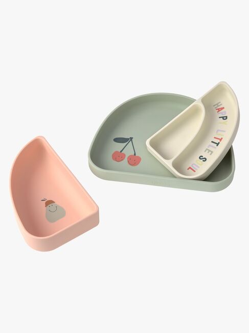 Lässig Tallerken Silikone 3-pak, Happy Fruits Cherry