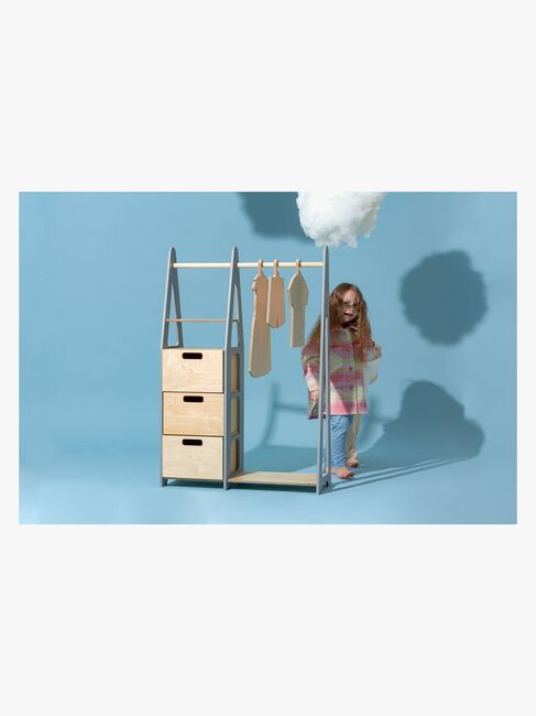 Duck Woodworks Knagerække med Skuffer, Grå