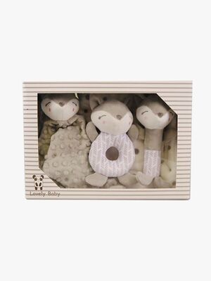 CarloBaby Fleecetæppe & Bamse Giftset Ræv, Grå