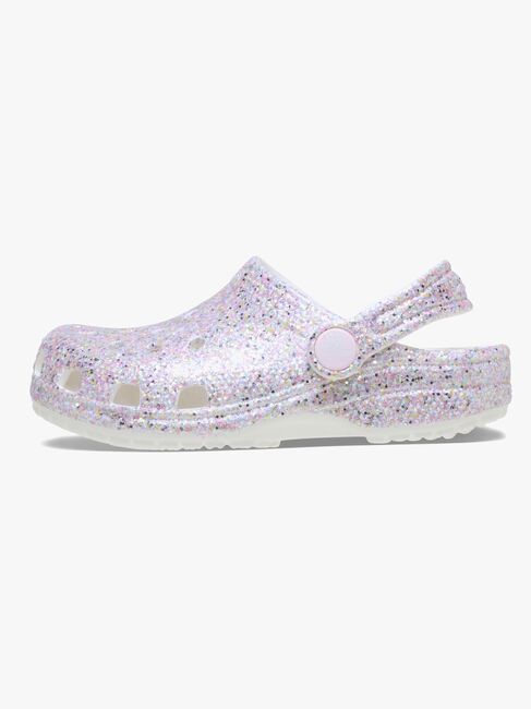 Crocs Classic Fantasy Glitter Kids Clogs, White