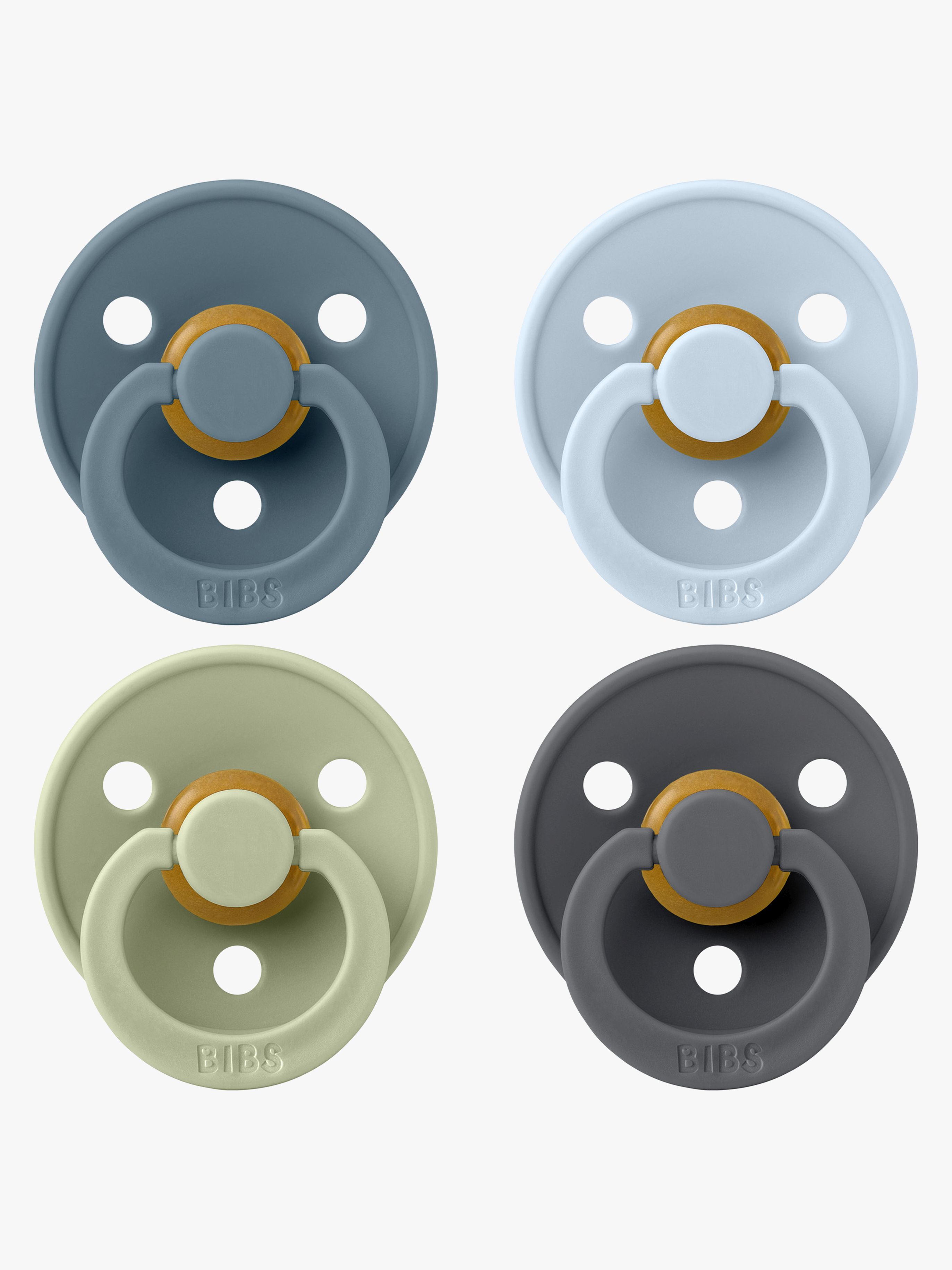 BIBS Colour Sut 4-pak Latex Str. 2, Petrol/Sage/Baby Blue/Iron
