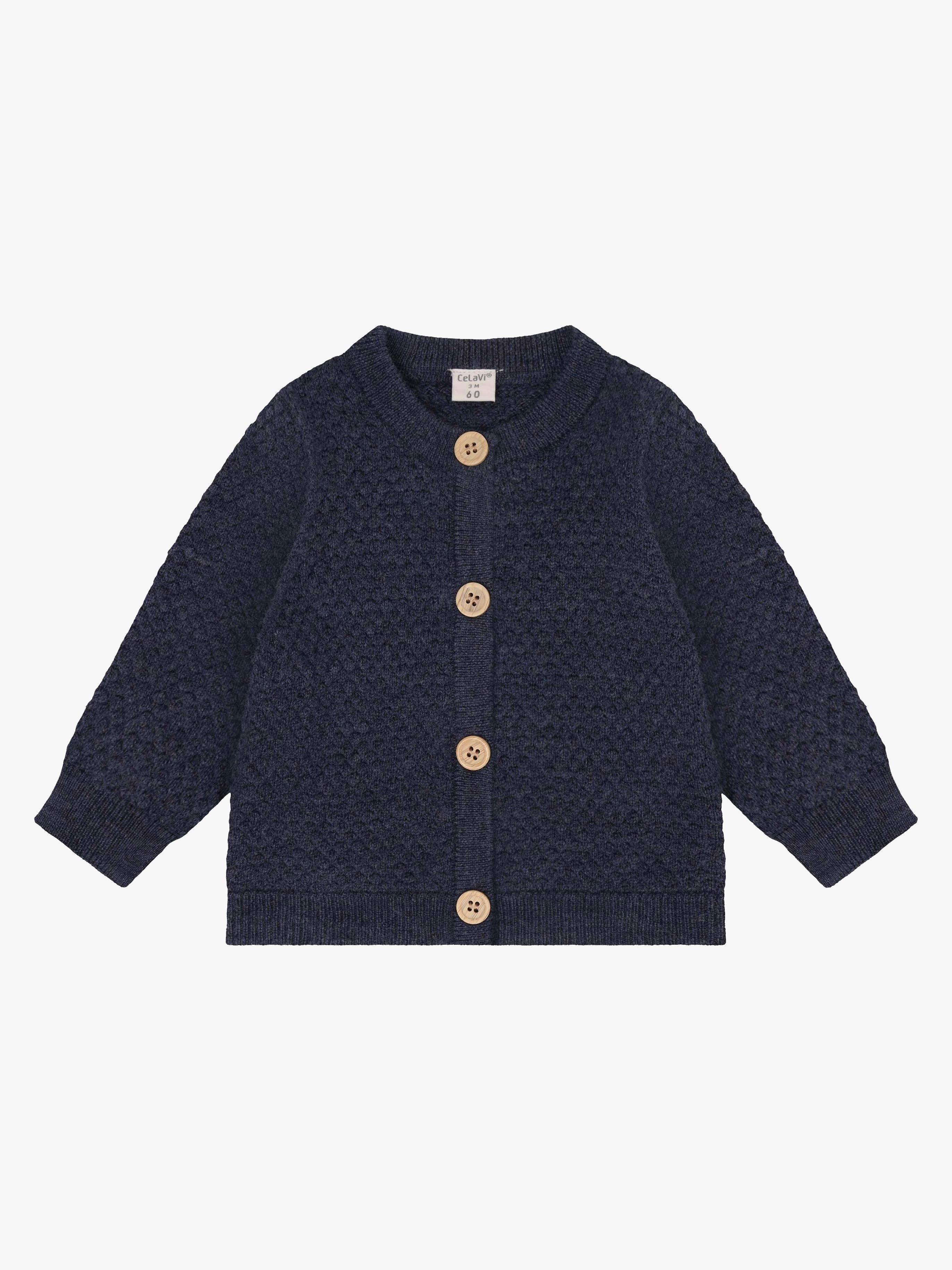 CeLaVi Strikket Cardigan Merinould, Ombre Blue Melange, 70