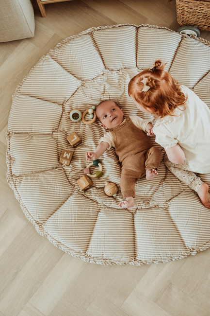 Play&Go Organic Bloom Legetæppe, Stripes Blue