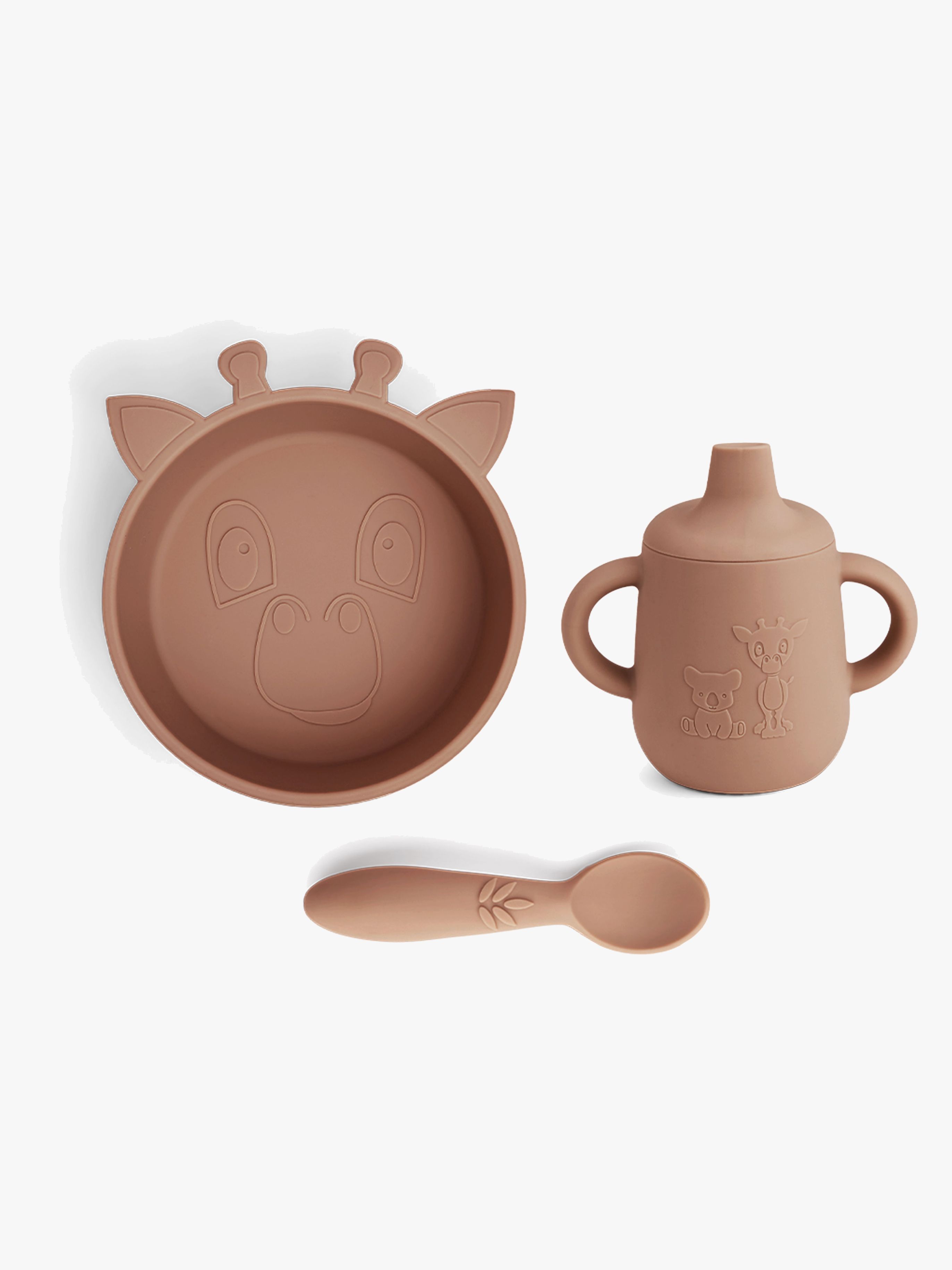 nuuroo Elias Giraf Børneservice 3-pak Silikone, Chocolate Malt