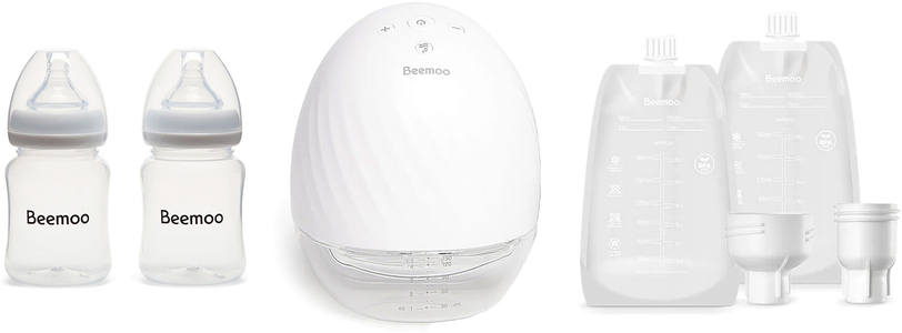 Beemoo Care Wearable Elektrisk Brystpumpe Single inkl. Modermælksposer & Modermælksflaske 180 ml 2-pak