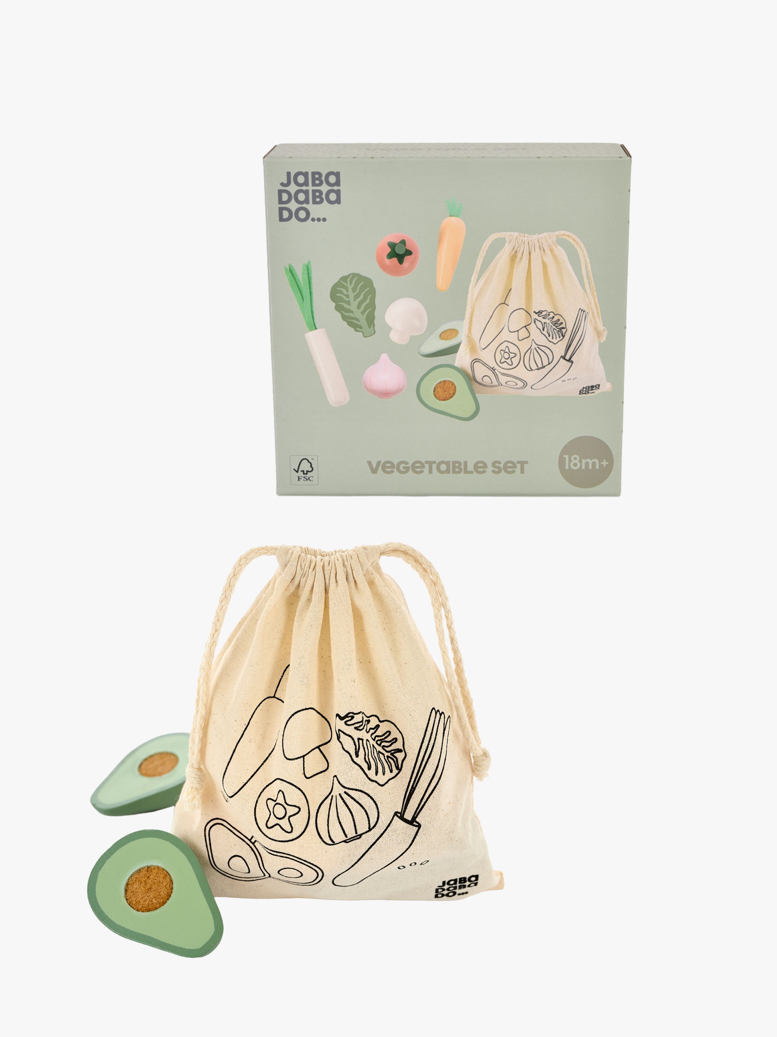 Jabadabado Grøntsager I Stofpose, Beige