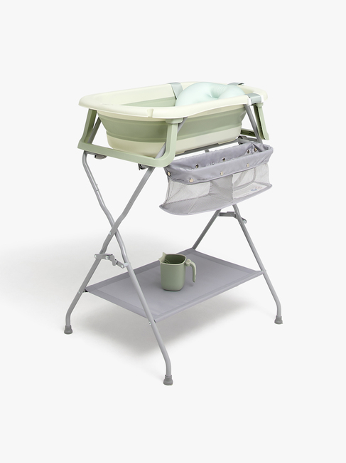 Beemoo CARE Assist Badekar inkl. Badestøtte Stativ & Skyllekande, Soft Green