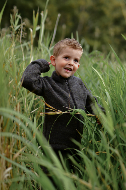 Mikk-Line Fleecetrøje Baby Merinould, Dark Brown Melange