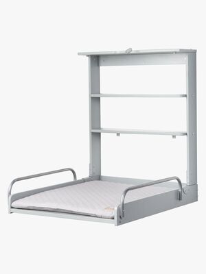 Roba Væghængt Puslebord & Puslepude, Taupe Lacquered/Silver Grey