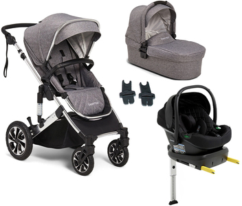Beemoo Maxi 4 Duovogn inkl. Route i-Size Autostol Baby & ISOFIX Base, Grey Silver/Black Stone