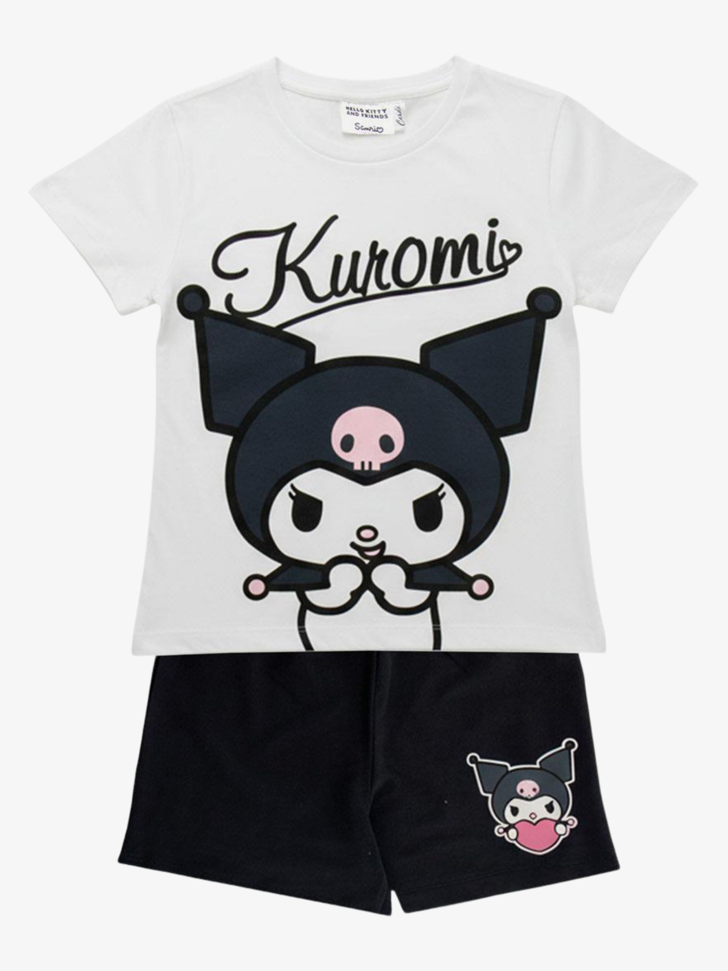 Hello Kitty Kuromi T-shirt &  Shorts Sæt, Hvid, 116-122