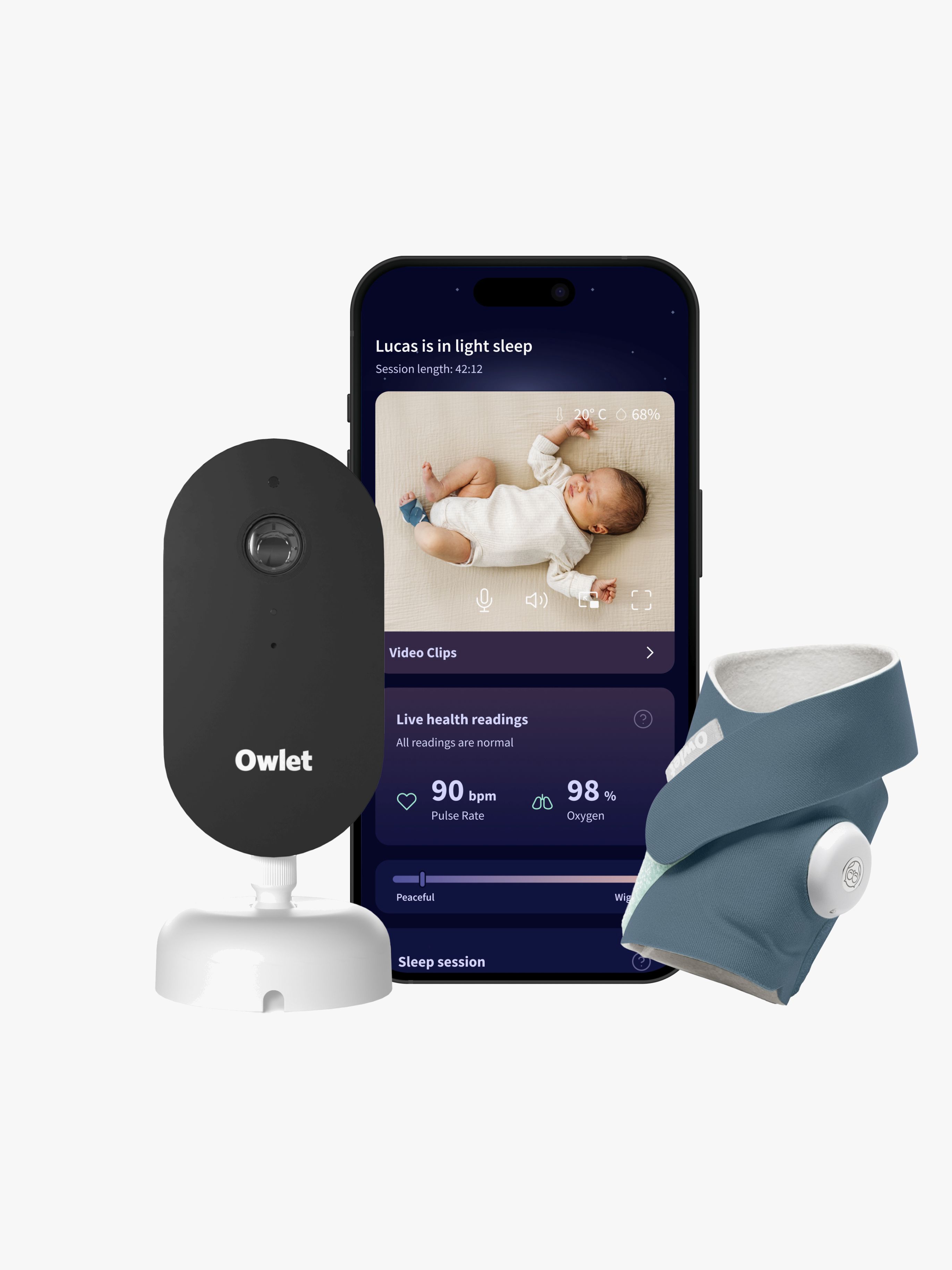 Owlet Dream Duo All-in-One Smart Babymonitor System (3rd Gen), Bedtime Blue