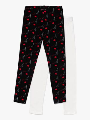 Luca & Lola Venetia Lange Lange Leggings 2-pak, Black/Red