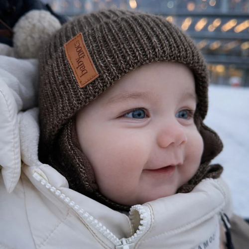 BabyMocs Hue med Øreklapper, Greige