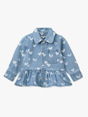 LIEWOOD Printed Denim Overskjorte, Sweethearts/Light Blue Denim