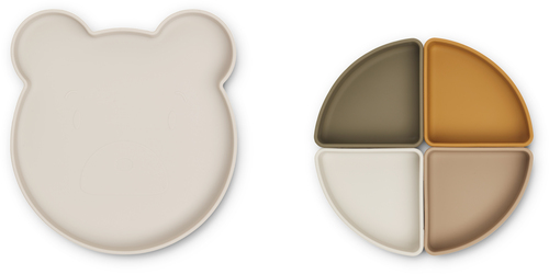 LIEWOOD Arne Mr Bear Opdelt Tallerken Silikone, Sandy Multi
