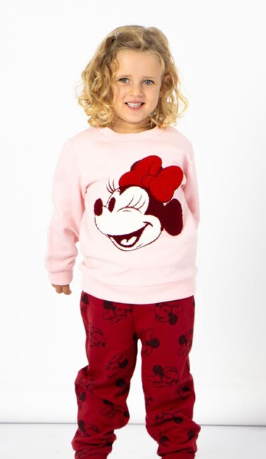 Disney Minnie Mouse-sæt med sweater og bukser, rød/lyserød
