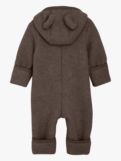 Huttelihut Flyverdragt Merinould med Ører, Brown Melange