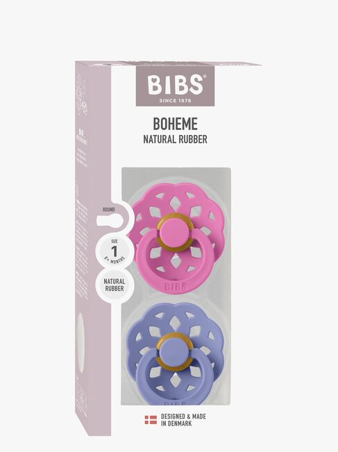 BIBS Boheme Sut 2-pak Latex Str. 1 Rund, Bubblegum/Peri