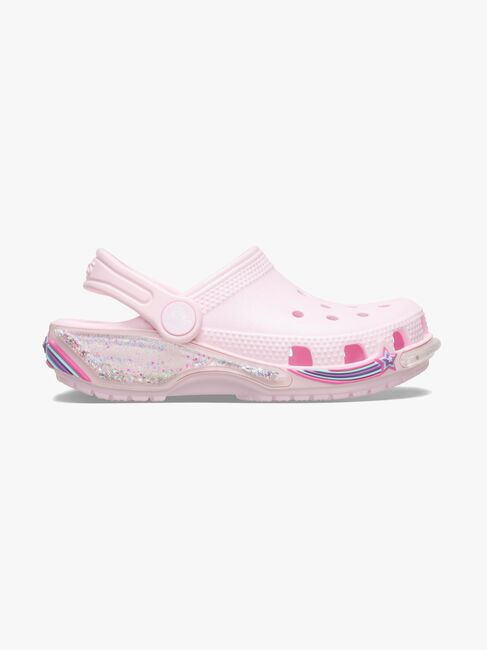 Crocs Classic Star Sparkle Kids Clogs, Pink Milk