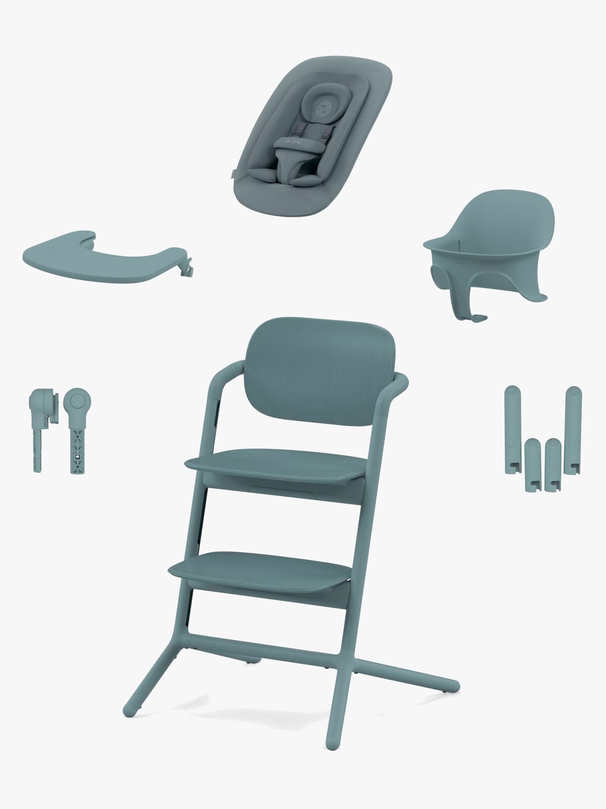 Cybex Lemo 4-in-1 Højstol inkl. Skråstol, Babysæt og Bakke, Stone Blue