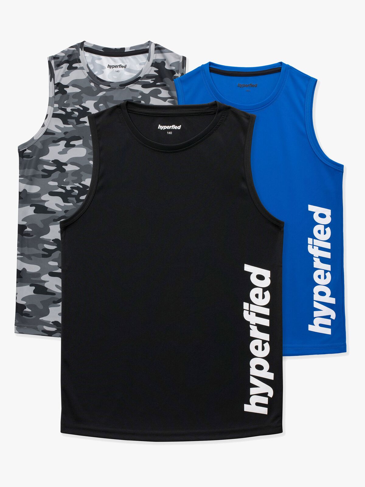 Hyperfied Bounce Tank Top 3-pak, Black/Camo Black/Blue