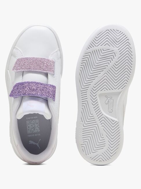 Puma Smash 3.0 Glitter Velcro V PS Sneakers, Hvid