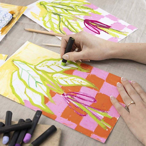 Creativ Company Kreasæt Oliepastelfarve Blomster