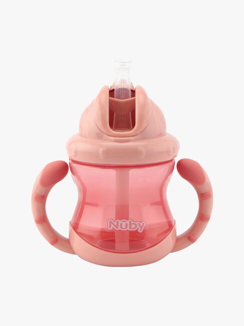 Nuby Twin Handle Flip It Kop 240 ml +12 m, Pink