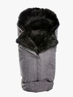 Bozz Lammeskindskørepose Langhåret, Grey Melange/Grey