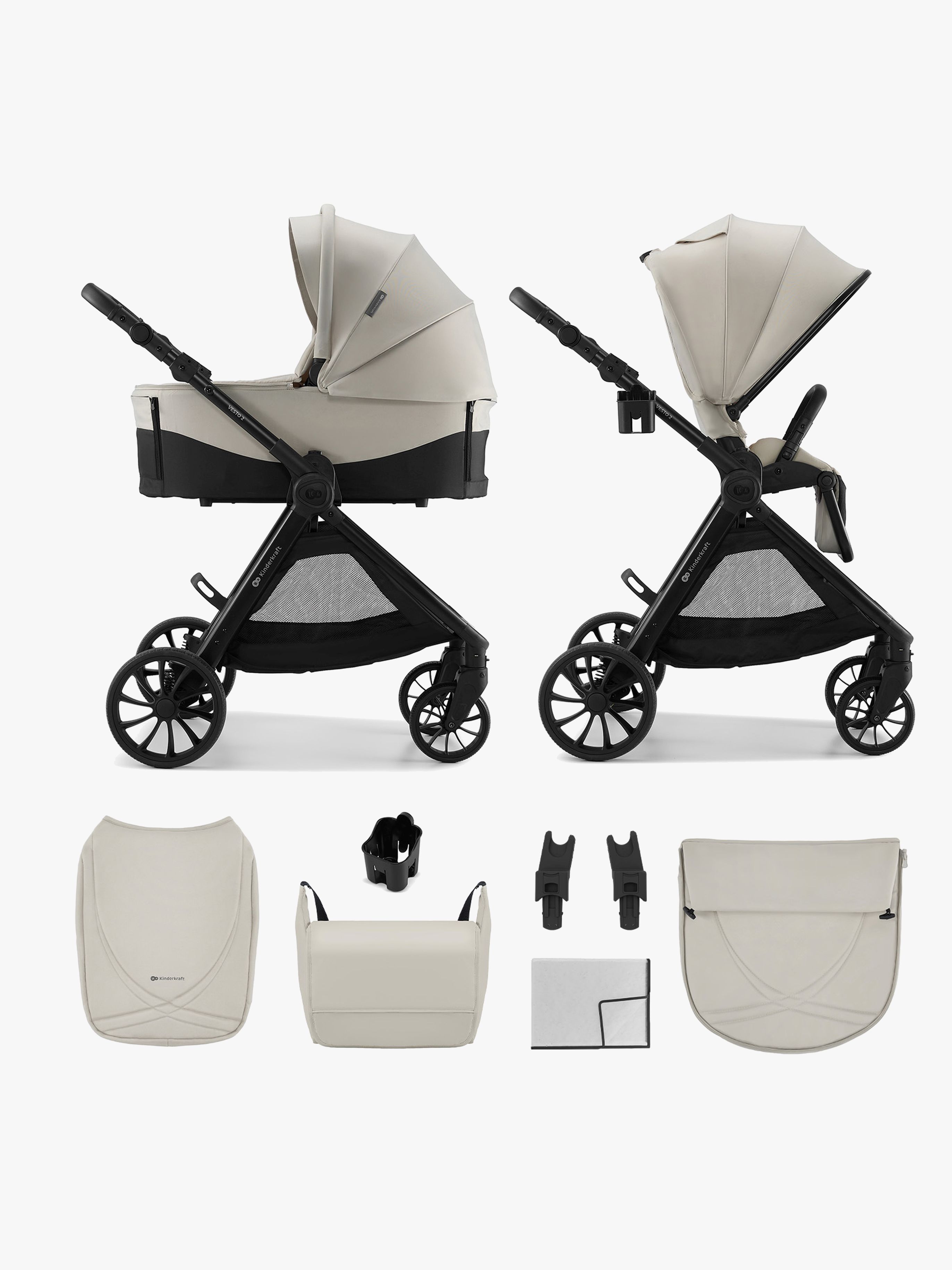 Kinderkraft Vesto 2 2-in-1 Duovogn, Beige