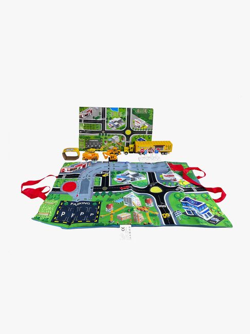 Suntoy Container Truck Legesæt med Måtte 14 Dele  Arbejdskøretøj