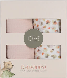 Oh, Poppy! Holly Musselin Stofble 2-Pak, Fresh Vanilla/ Powder Pink