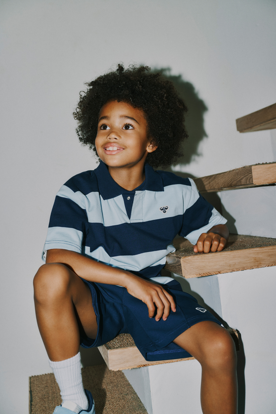 Hummel JR Loose Striped Polo, Dress Blue