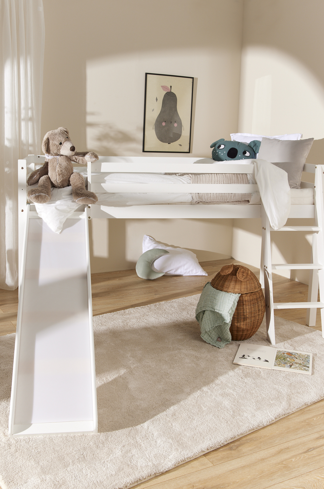 JLY TYRA Juniorseng  m. Rutsjebane 90x190, Hvid