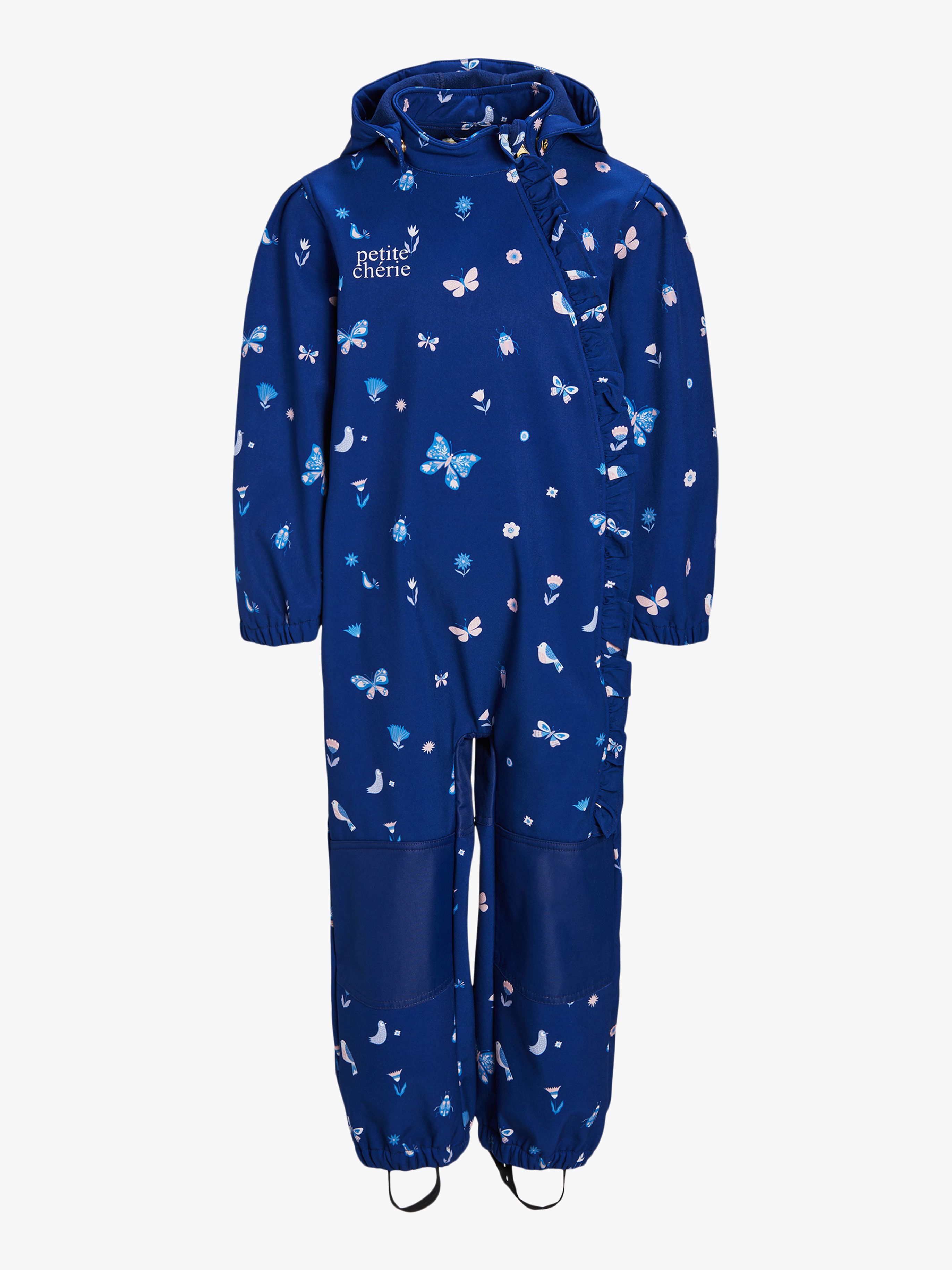 Petite Chérie Atelier Julie Softshelldragt, Butterflies and Flowers Medieval Blue, 80