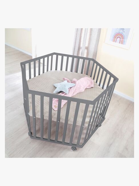 Roba Hexagon Kravlegård med Hjul, Anthracite & Greyish Quilted