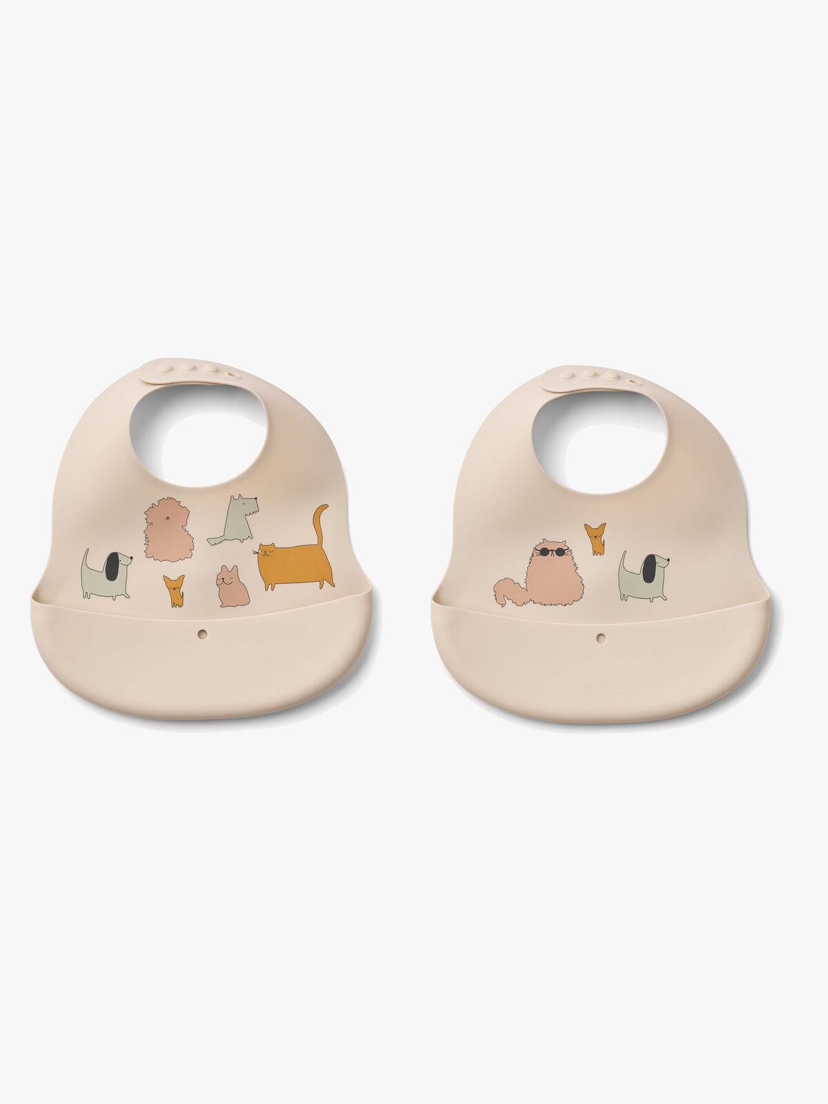 LIEWOOD Ember Mønstret Hagesmæk 2-pak, Cats & Dogs/Sandy