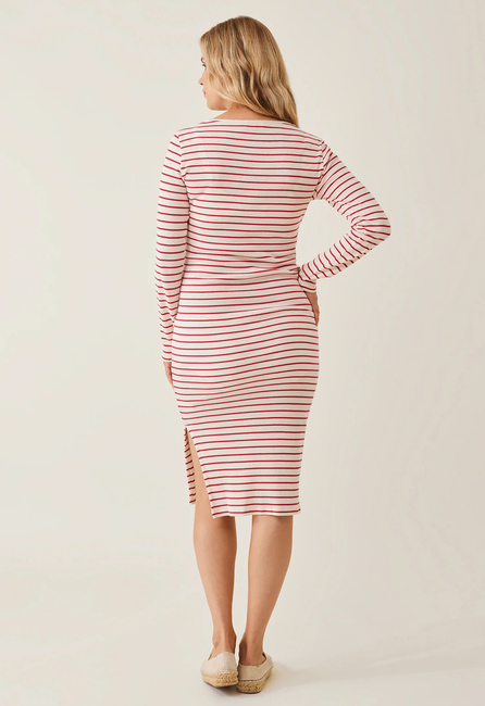 Boob Signe midi Kjole, Stripe White/Red