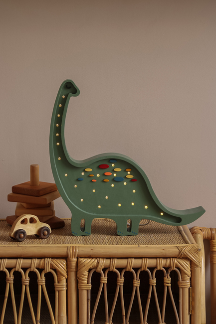 Little Lights Lampe Dinosaur, Konfetti/Grøn