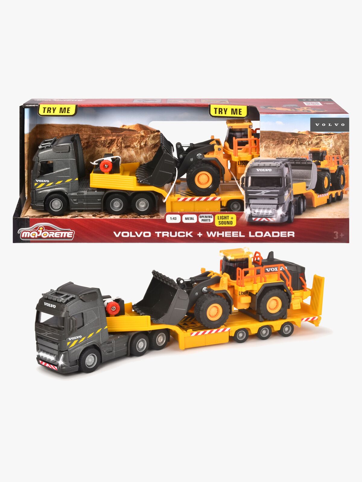 Majorette Grand Series Volvo FH-16 Lastbil med L350H Gravko