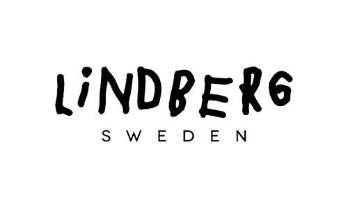 Logo for Lindberg Sweden med sort tekst på hvid baggrund.